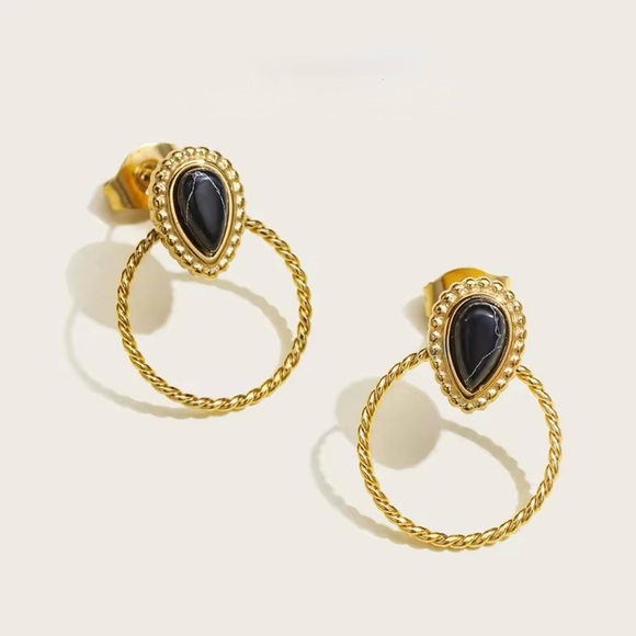 Zara Jewelry - NEW | Minimalist High-Quality 18K G Plated With Natural Black Turquoise ⚜️